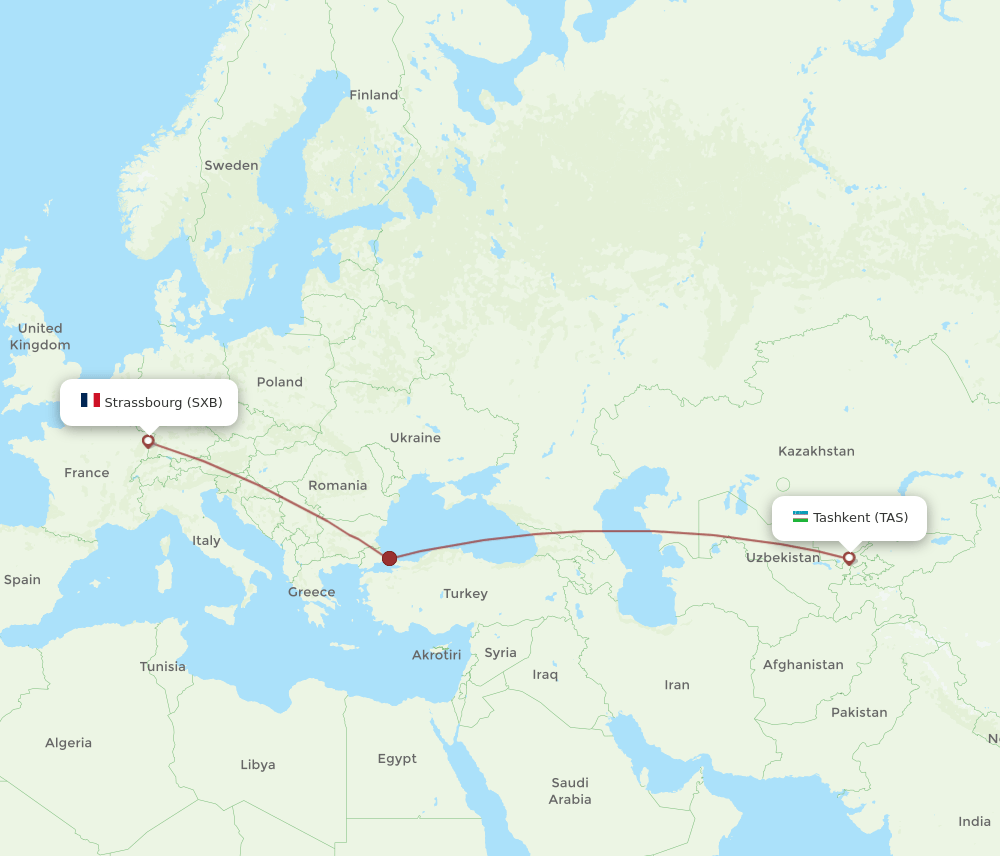 SXB-TAS flight routes
