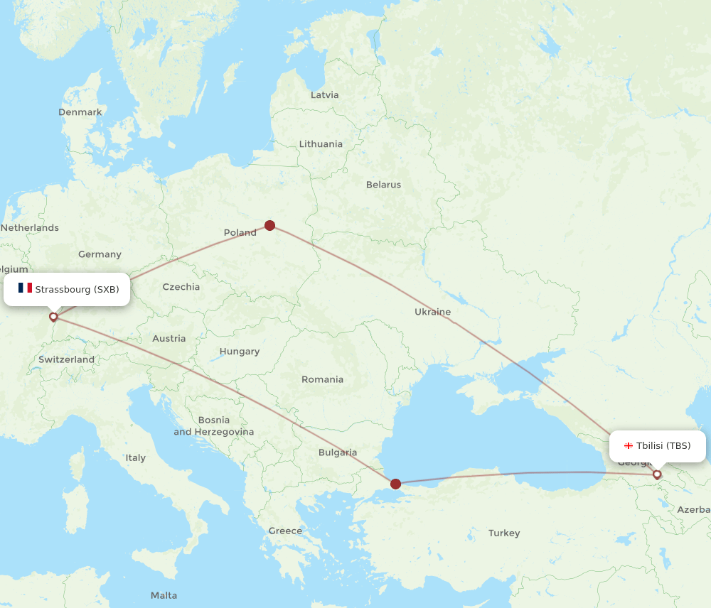 SXB-TBS flight routes
