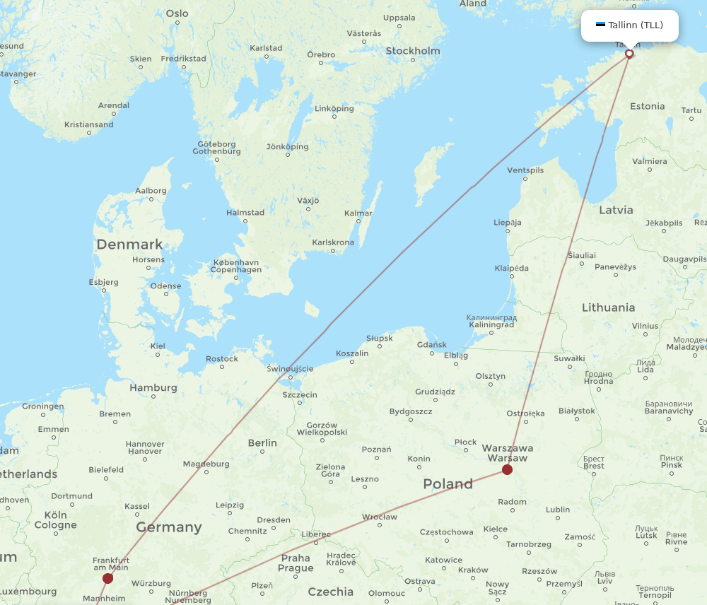 SXB-TLL flight routes
