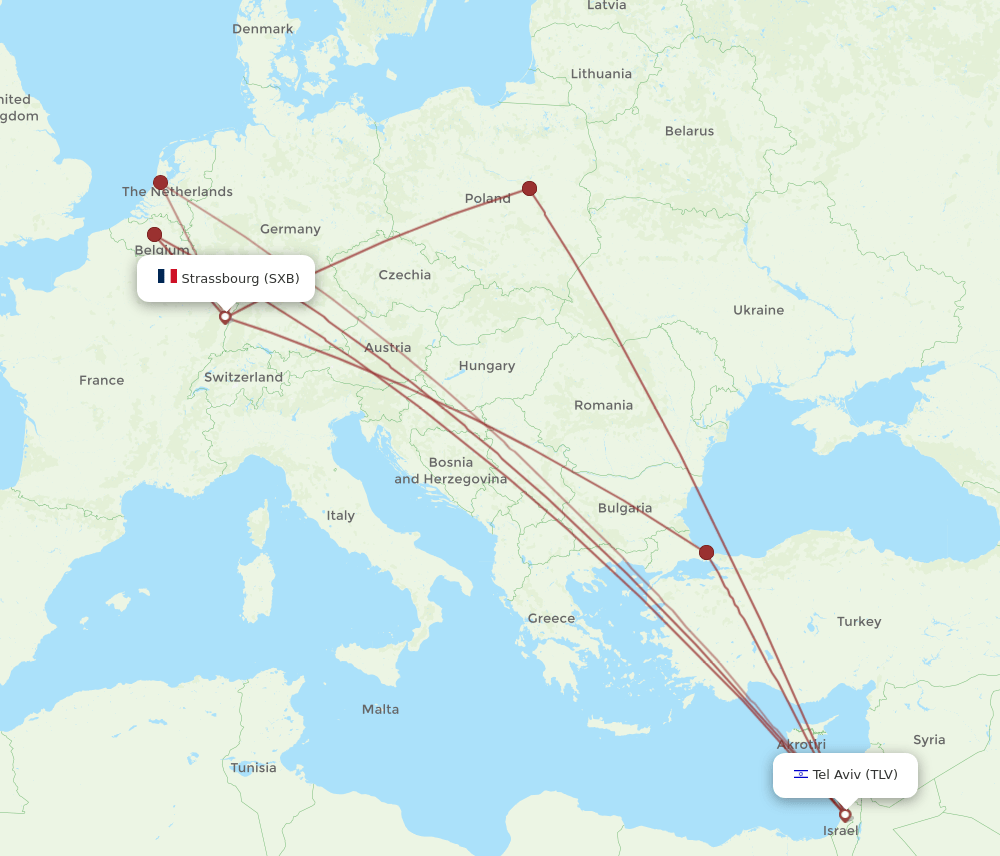 SXB-TLV flight routes