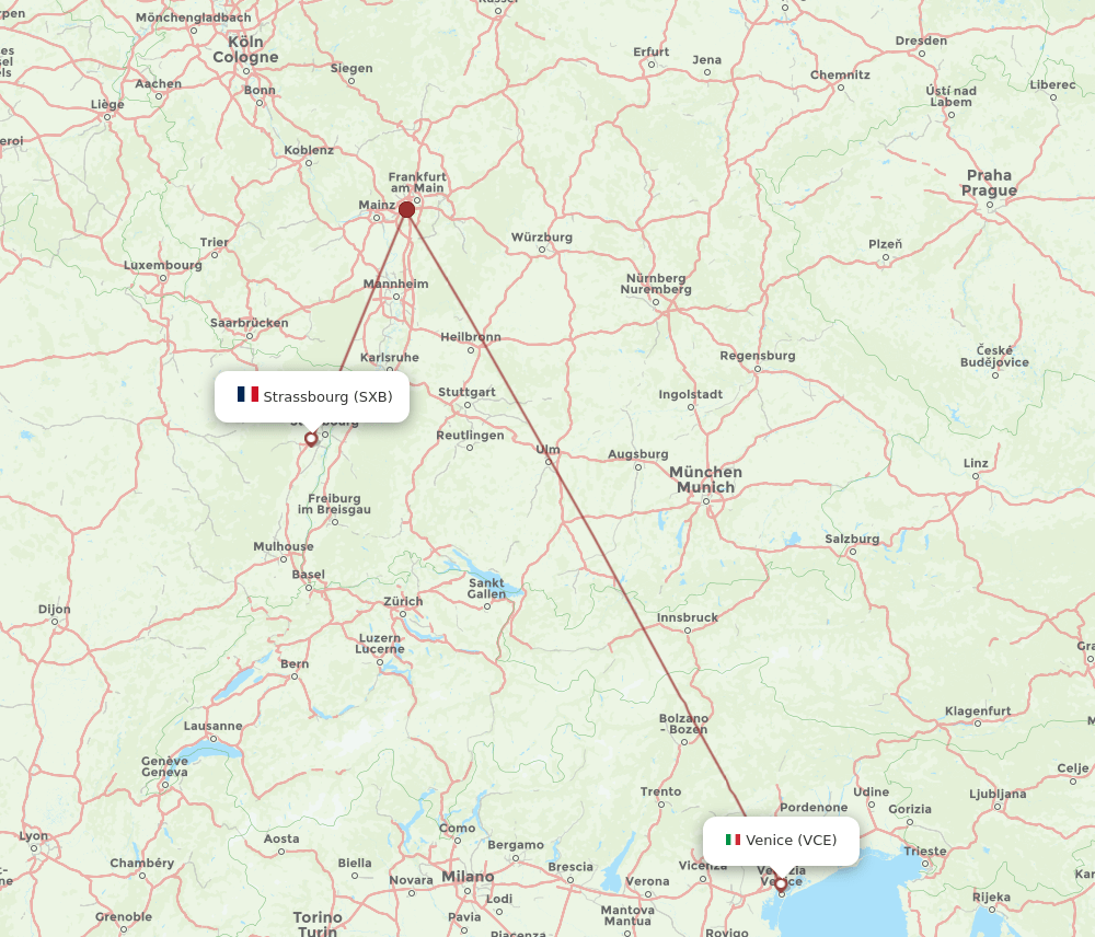 SXB-VCE flight routes