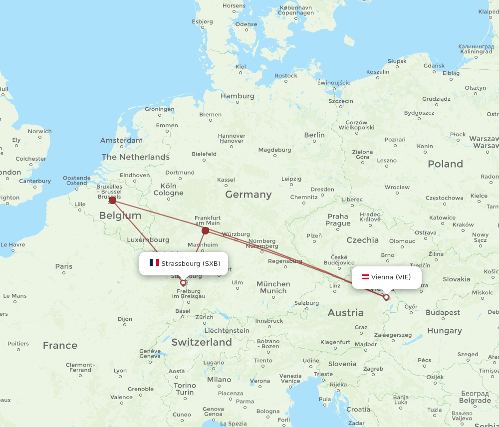 SXB-VIE flight routes