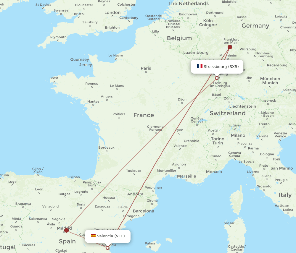 SXB-VLC flight routes