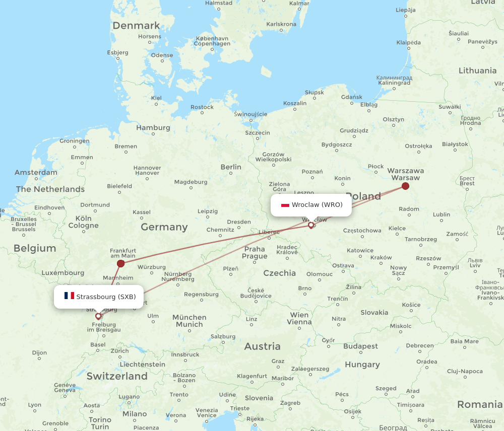 SXB-WRO flight routes