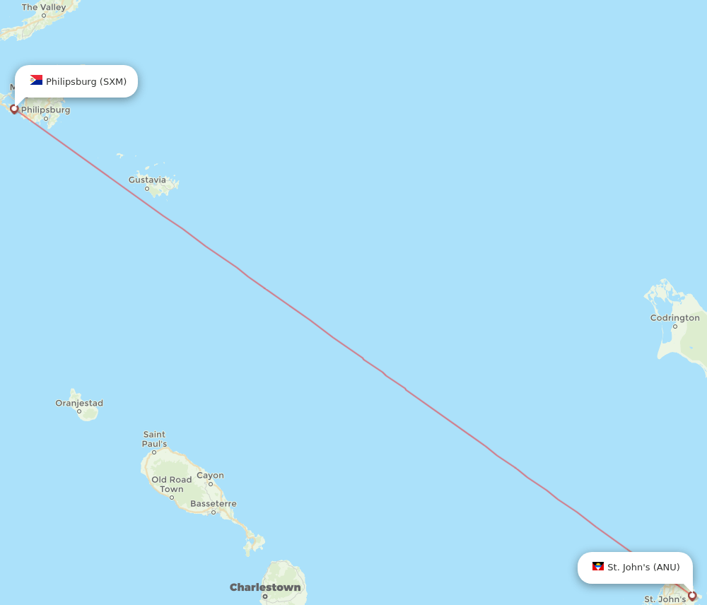 SXM-ANU flight routes