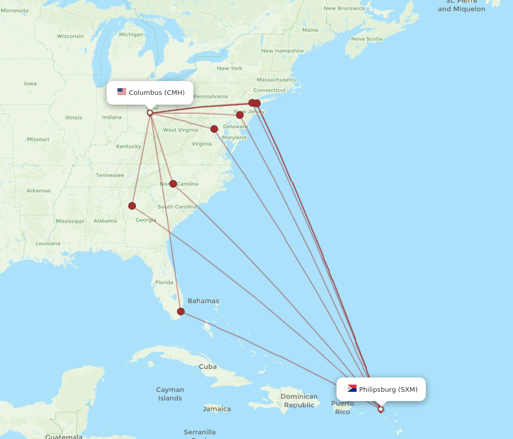 SXM-CMH flight routes
