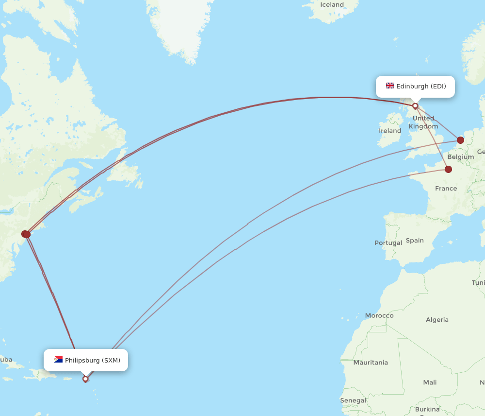SXM-EDI flight routes