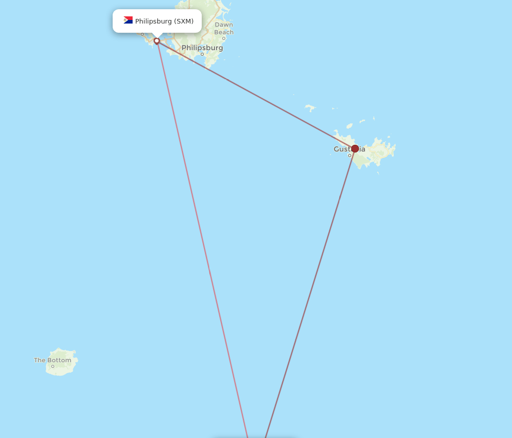 Sint Maarten - Saint Eustatius route map and flight paths