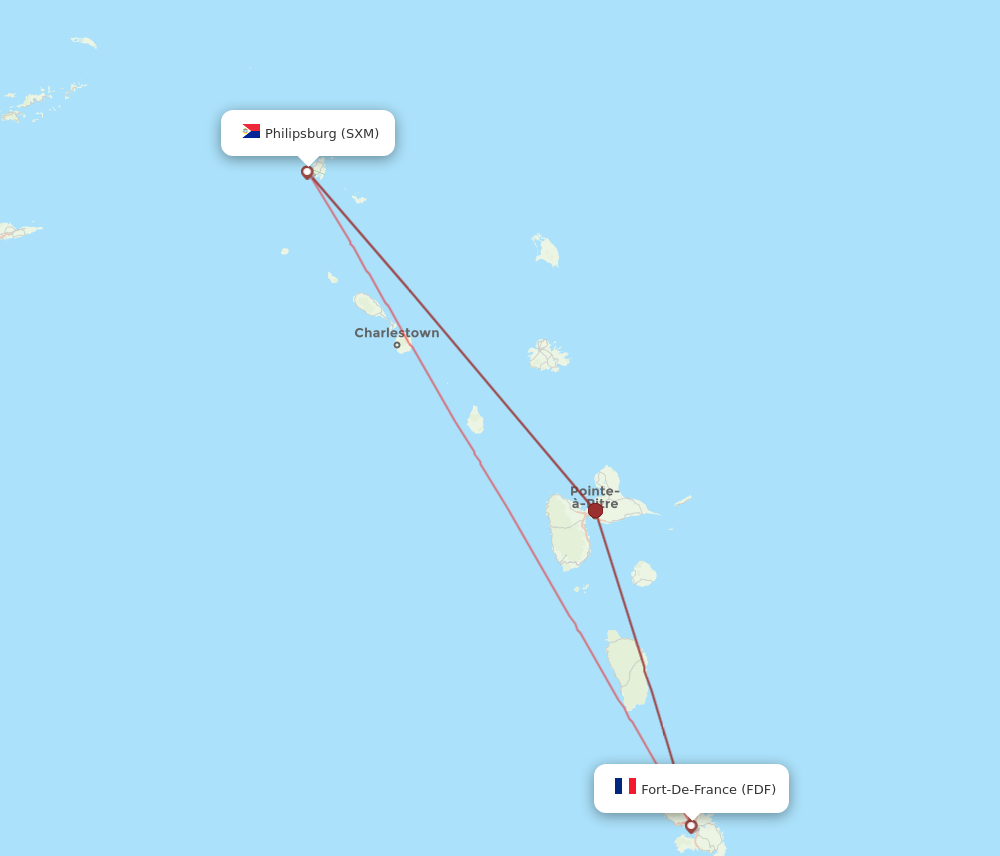 SXM to FDF flights and routes map