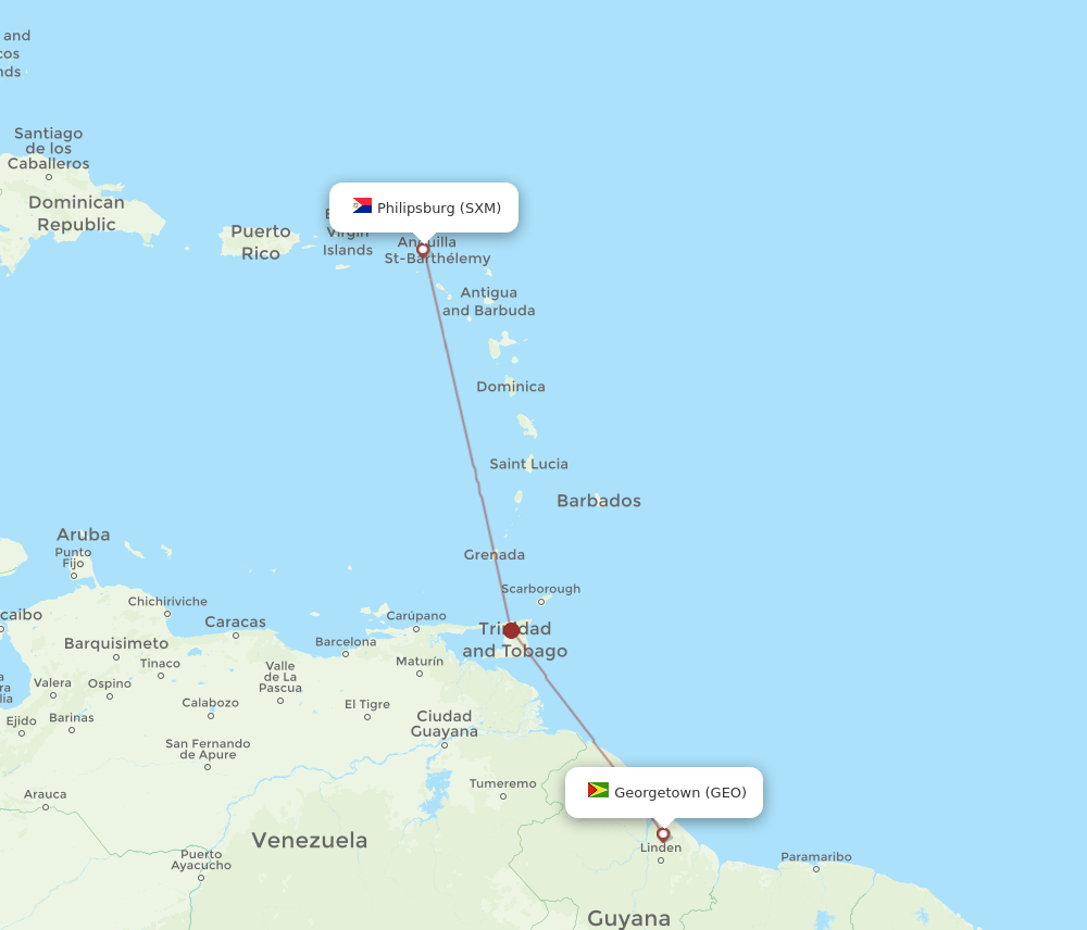 SXM-GEO flight routes
