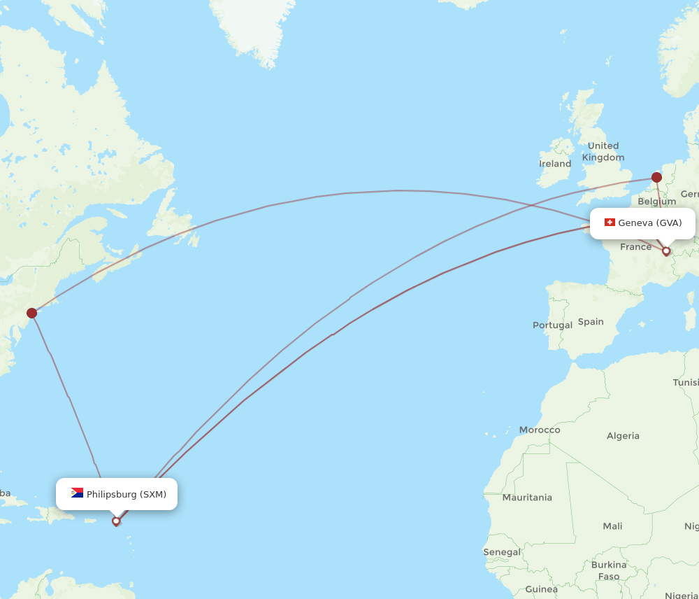 SXM-GVA flight routes