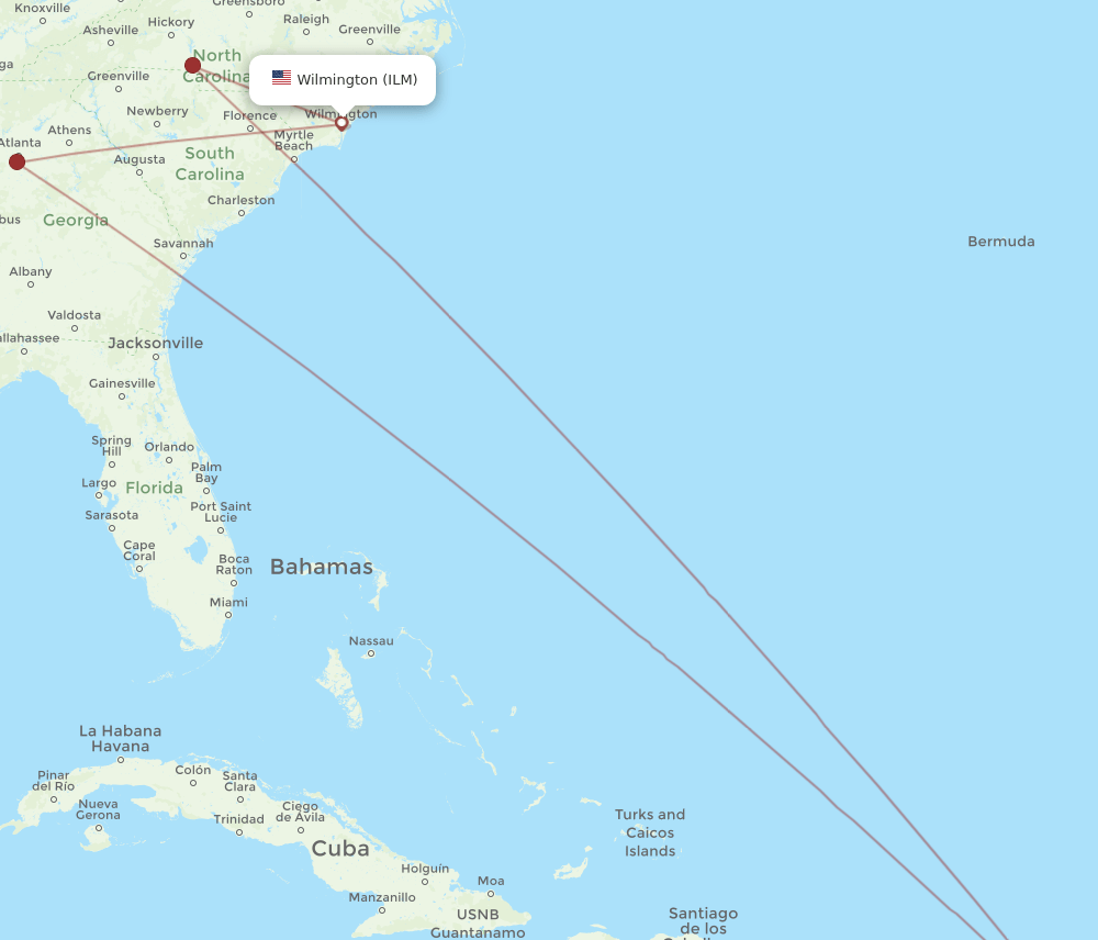 SXM-ILM flight routes