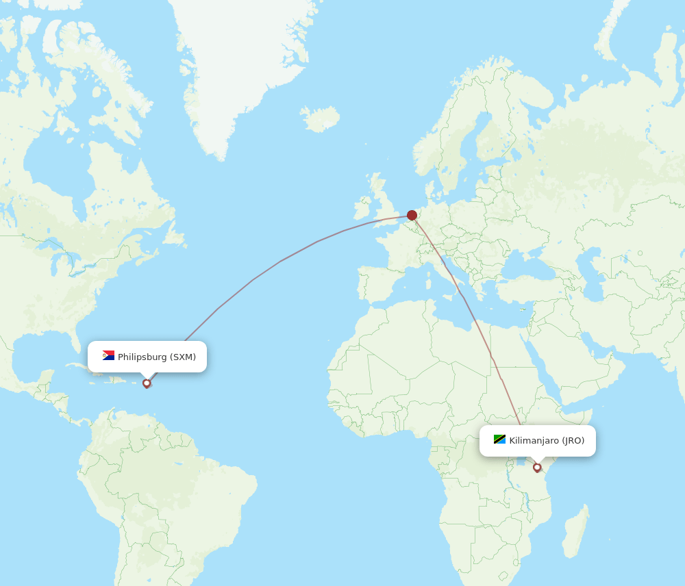 SXM-JRO flight routes