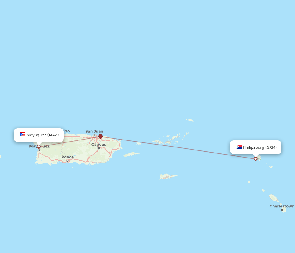 SXM-MAZ flight routes