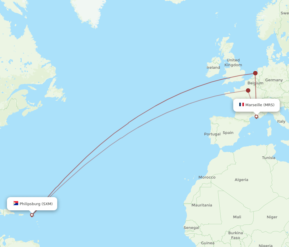 SXM-MRS flight routes