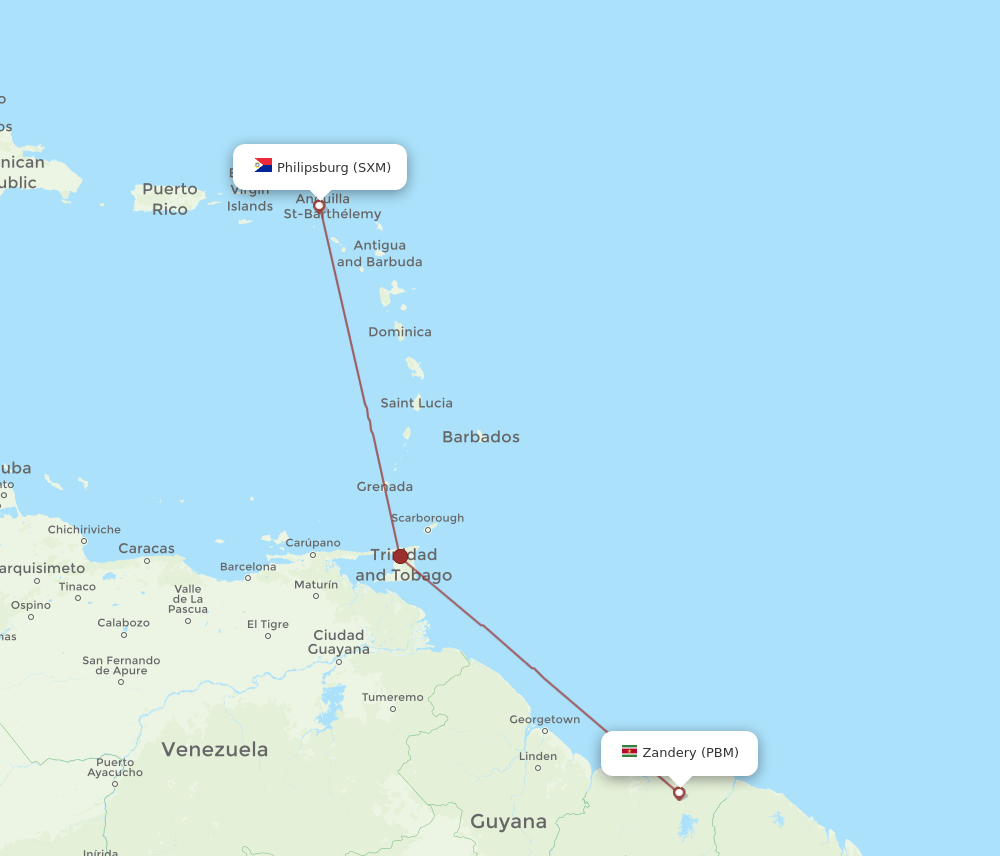SXM-PBM flight routes