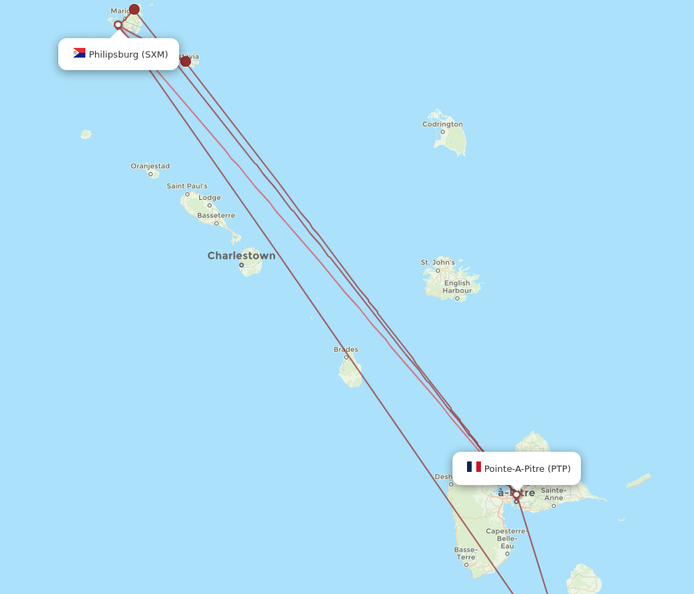 SXM-PTP flight routes