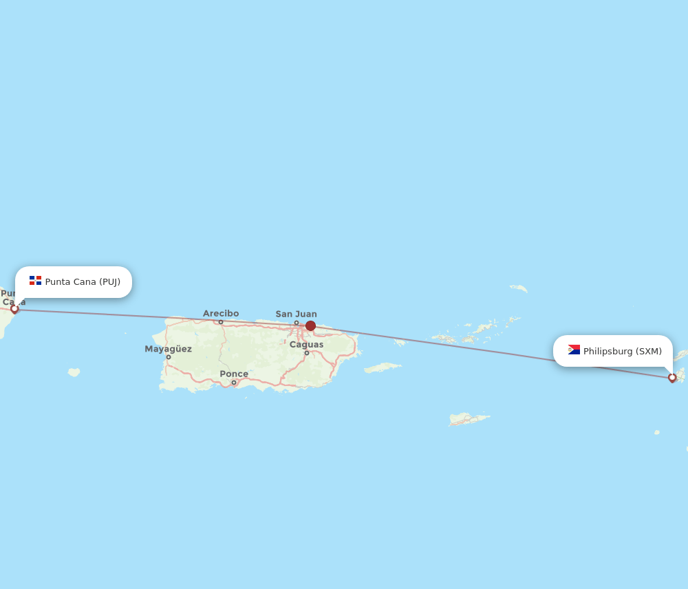 SXM-PUJ flight routes