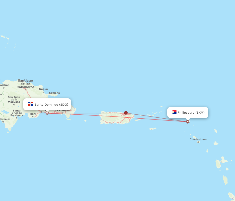 SXM to SDQ flights and routes map