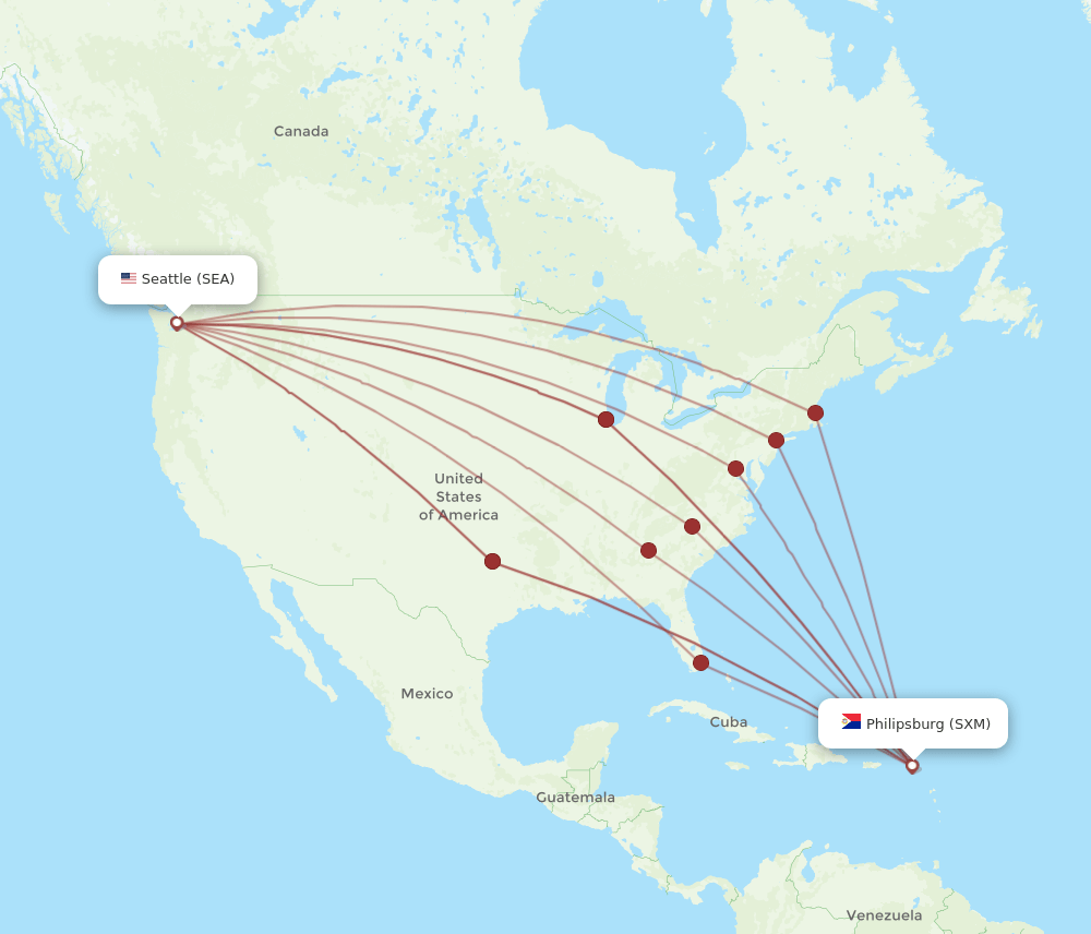 SXM-SEA flight routes