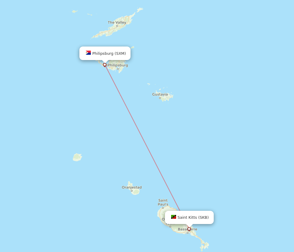 SXM to SKB flights and routes map