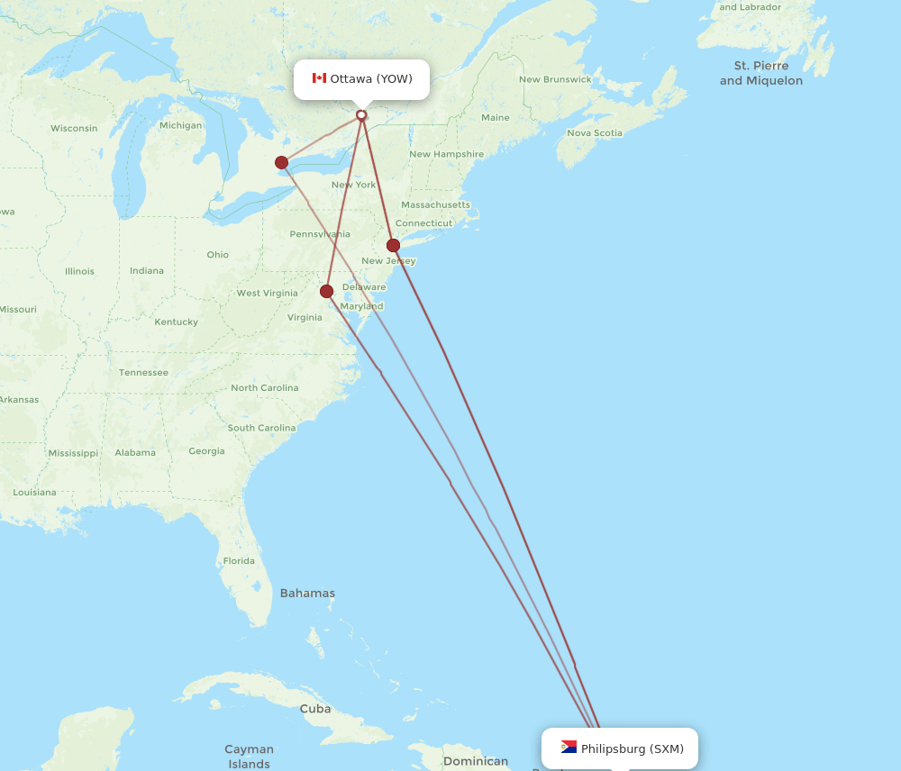 SXM-YOW flight routes