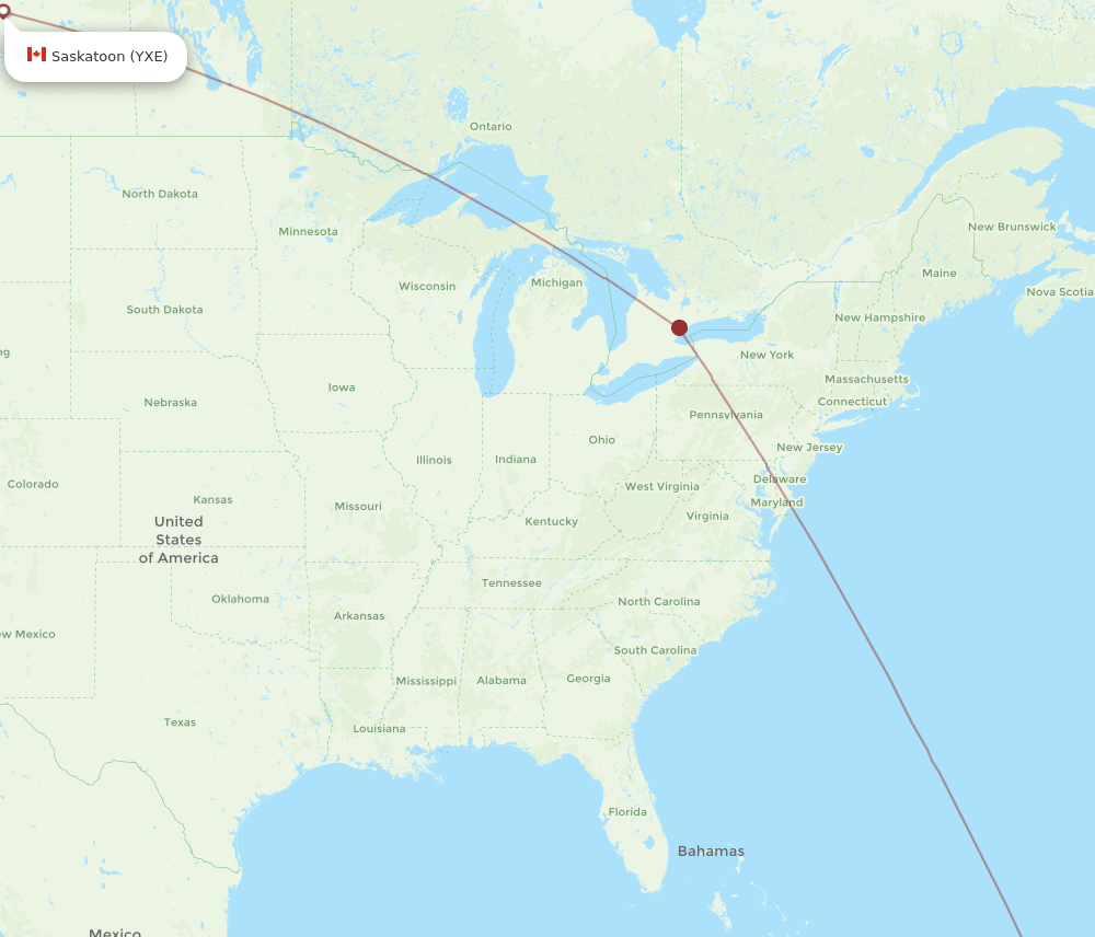 SXM-YXE flight routes