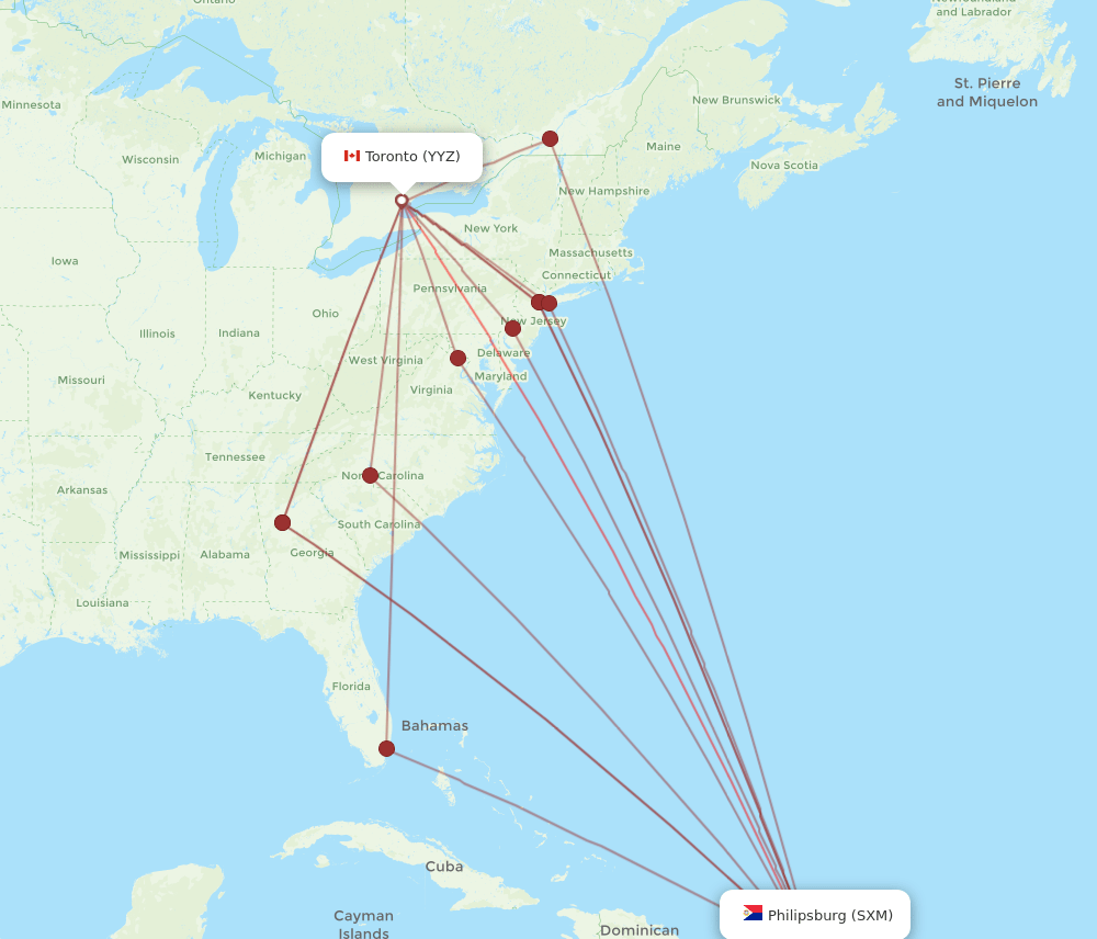 SXM-YYZ flight routes
