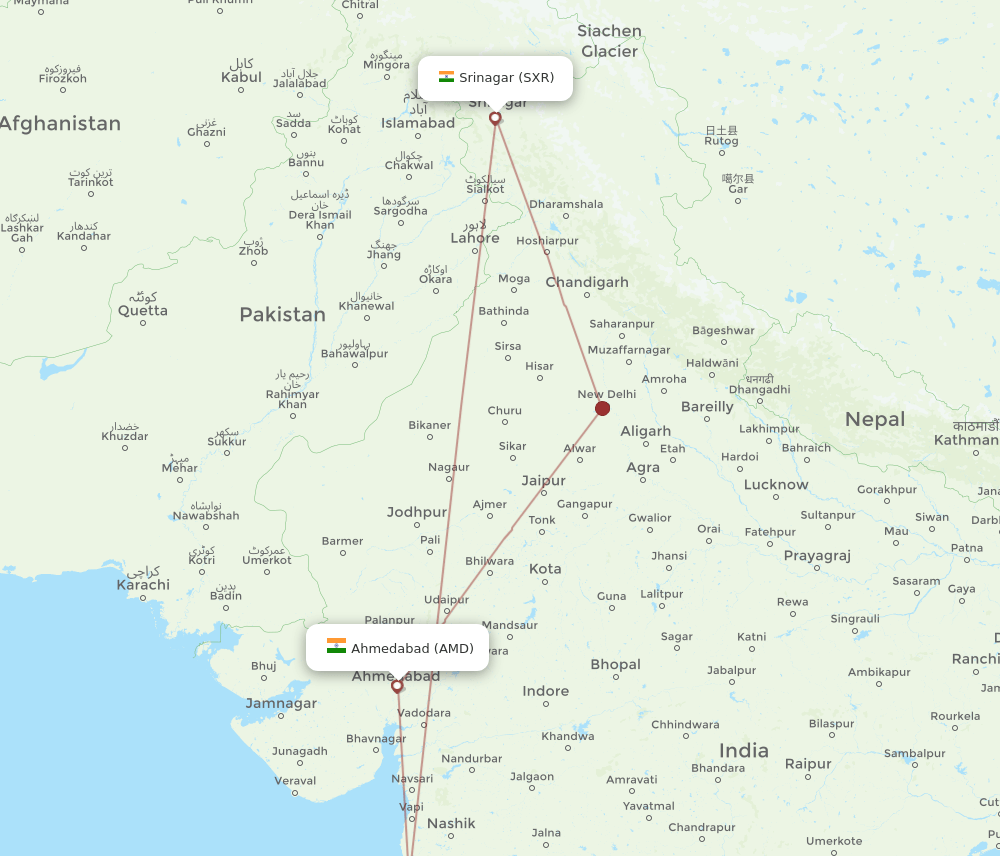 SXR-AMD flight routes