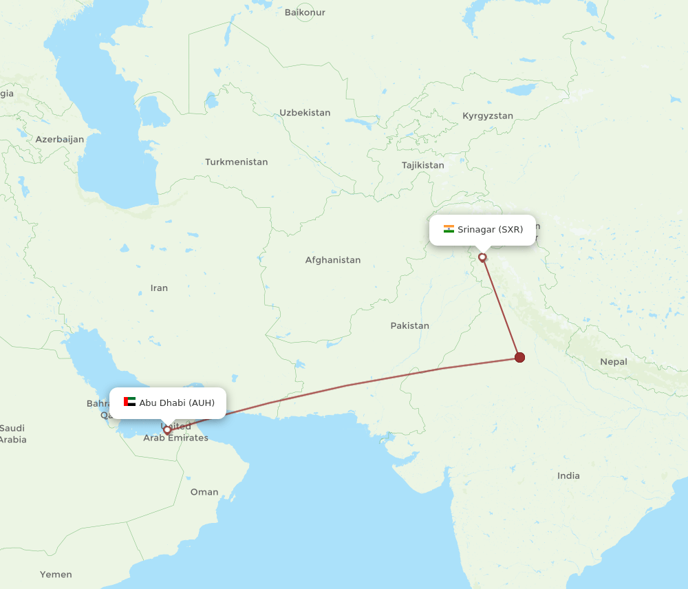 SXR-AUH flight routes
