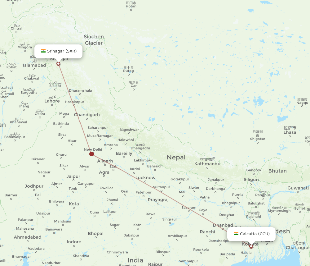 SXR-CCU flight routes