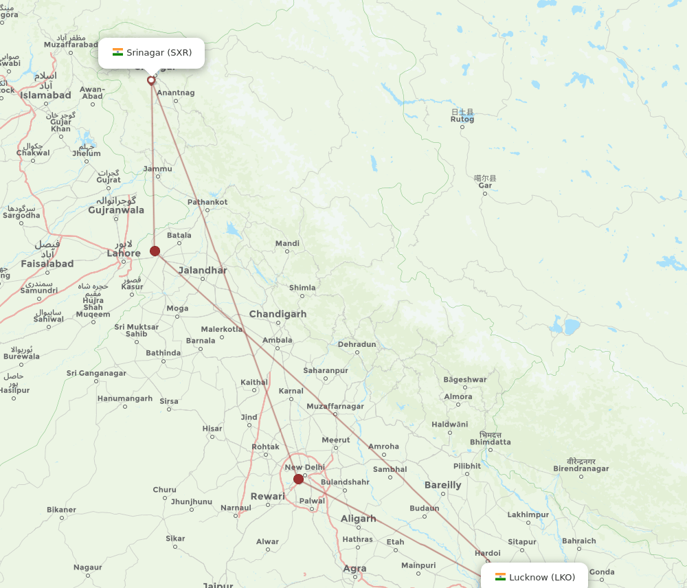 SXR-LKO flight routes