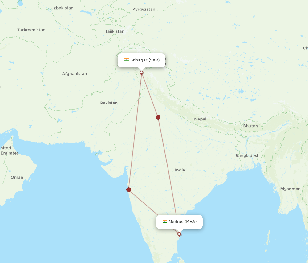 SXR-MAA flight routes