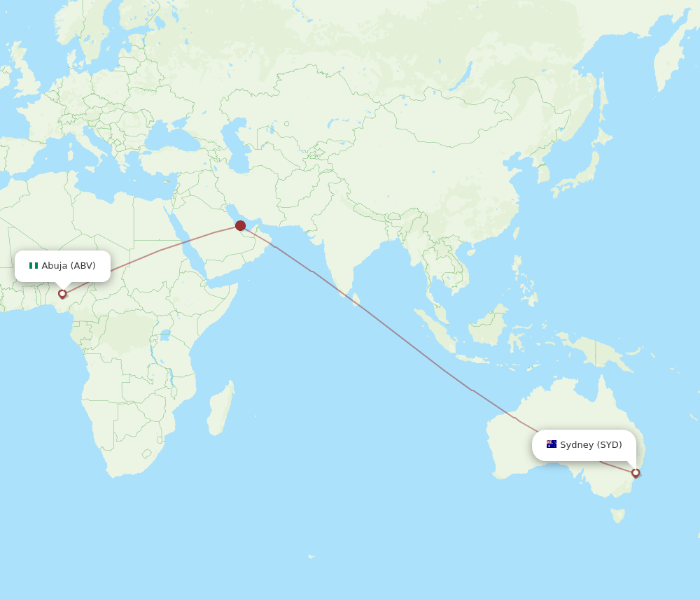 SYD-ABV flight routes