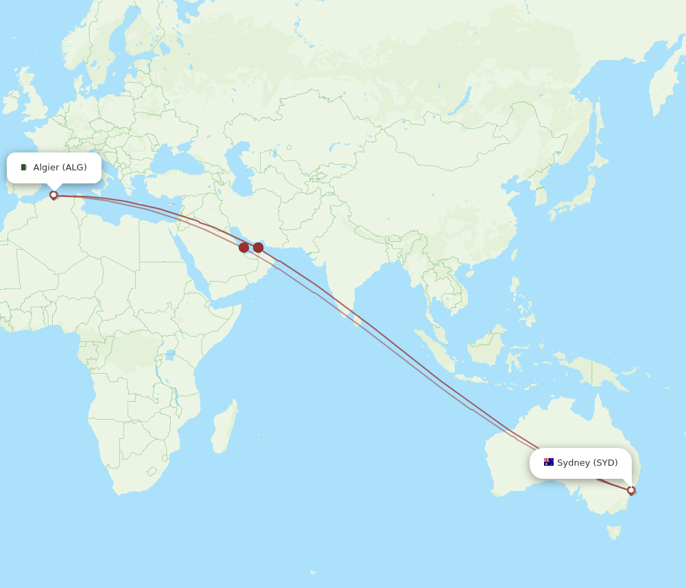 SYD-ALG flight routes