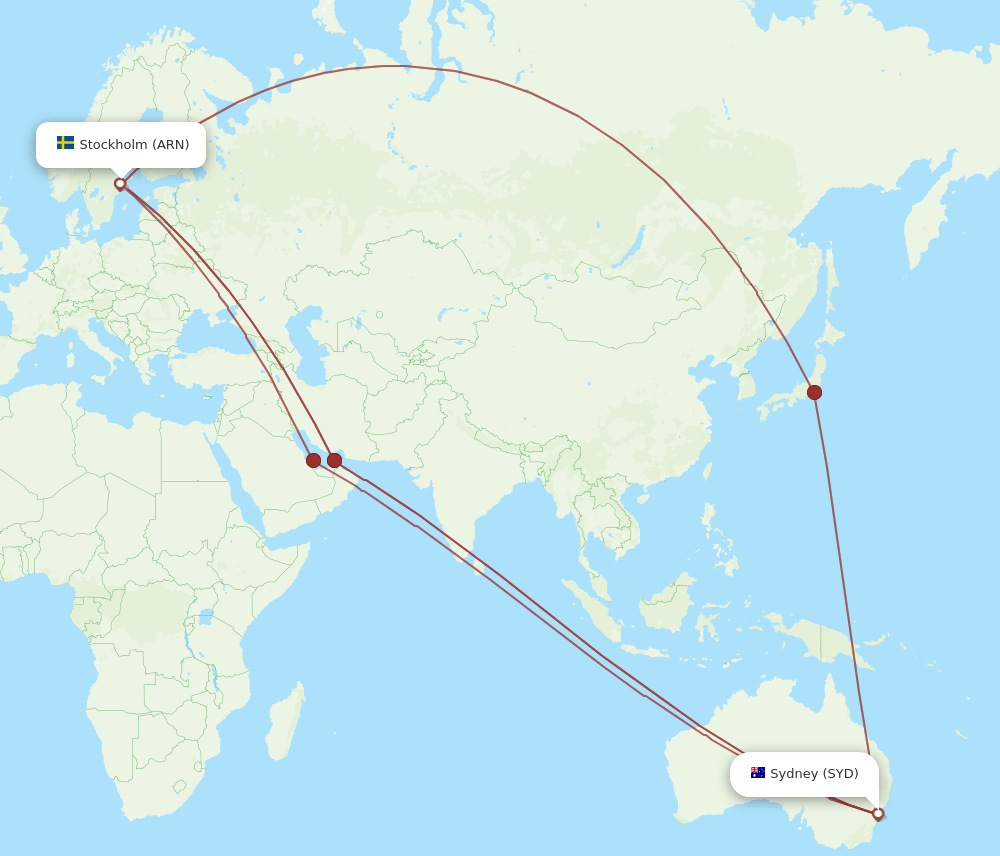 SYD-ARN flight routes