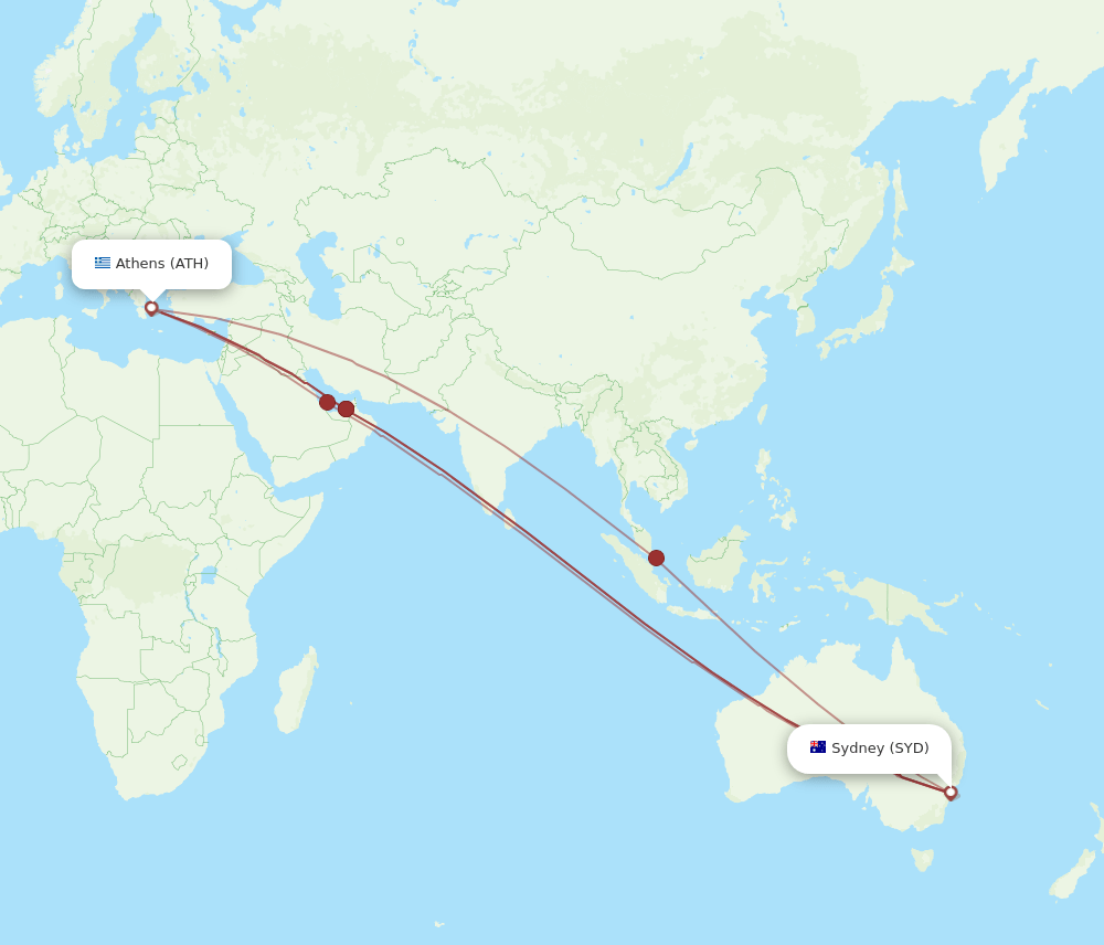 SYD-ATH flight routes