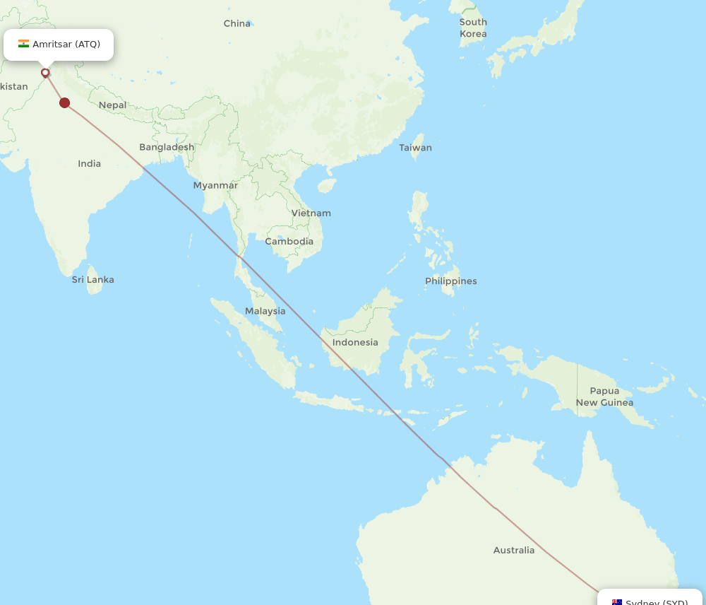 SYD-ATQ flight routes