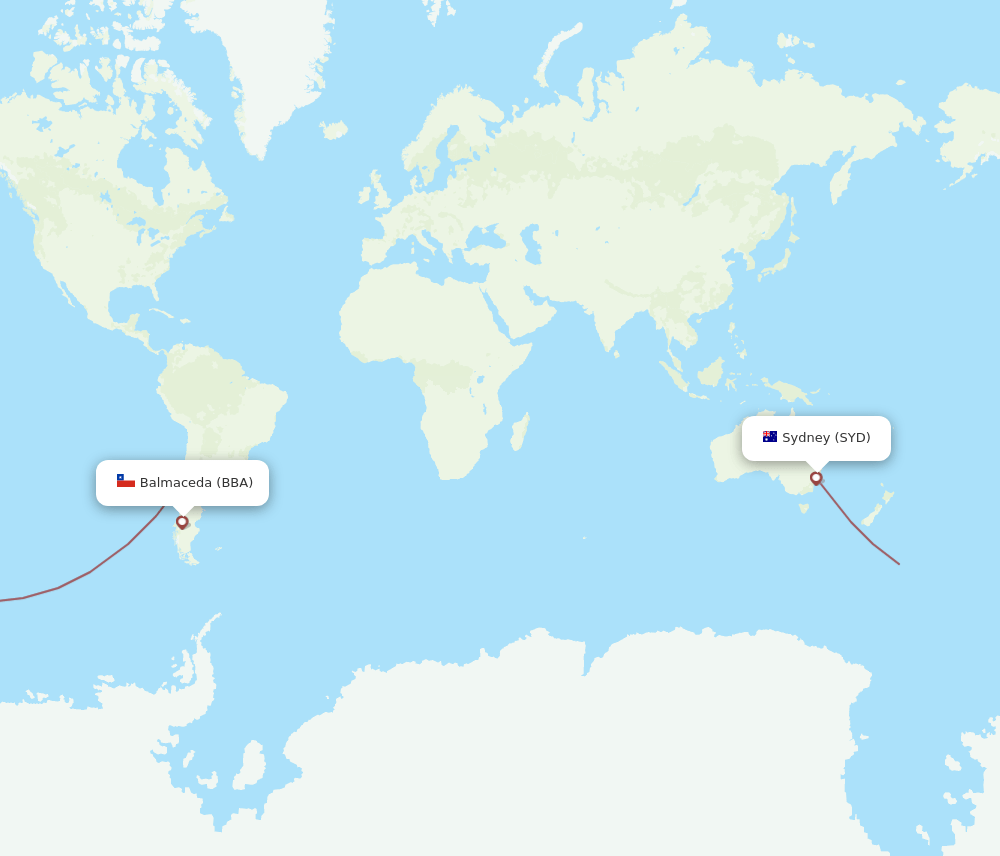 SYD-BBA flight routes