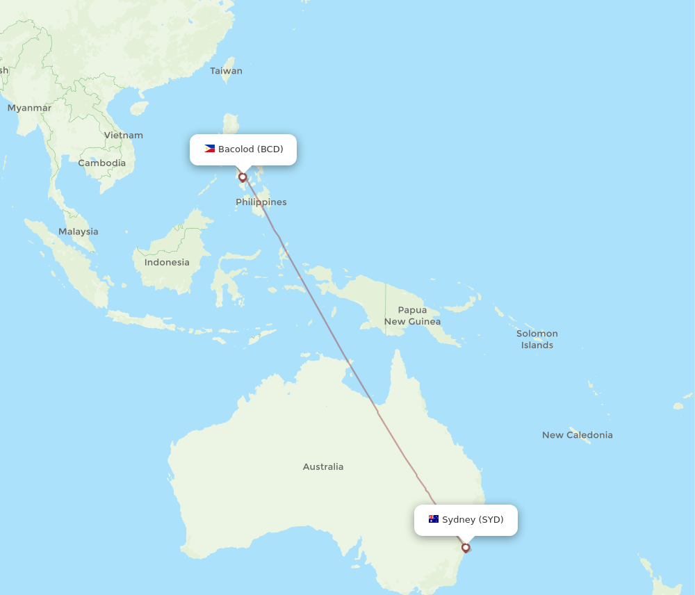 SYD-BCD flight routes