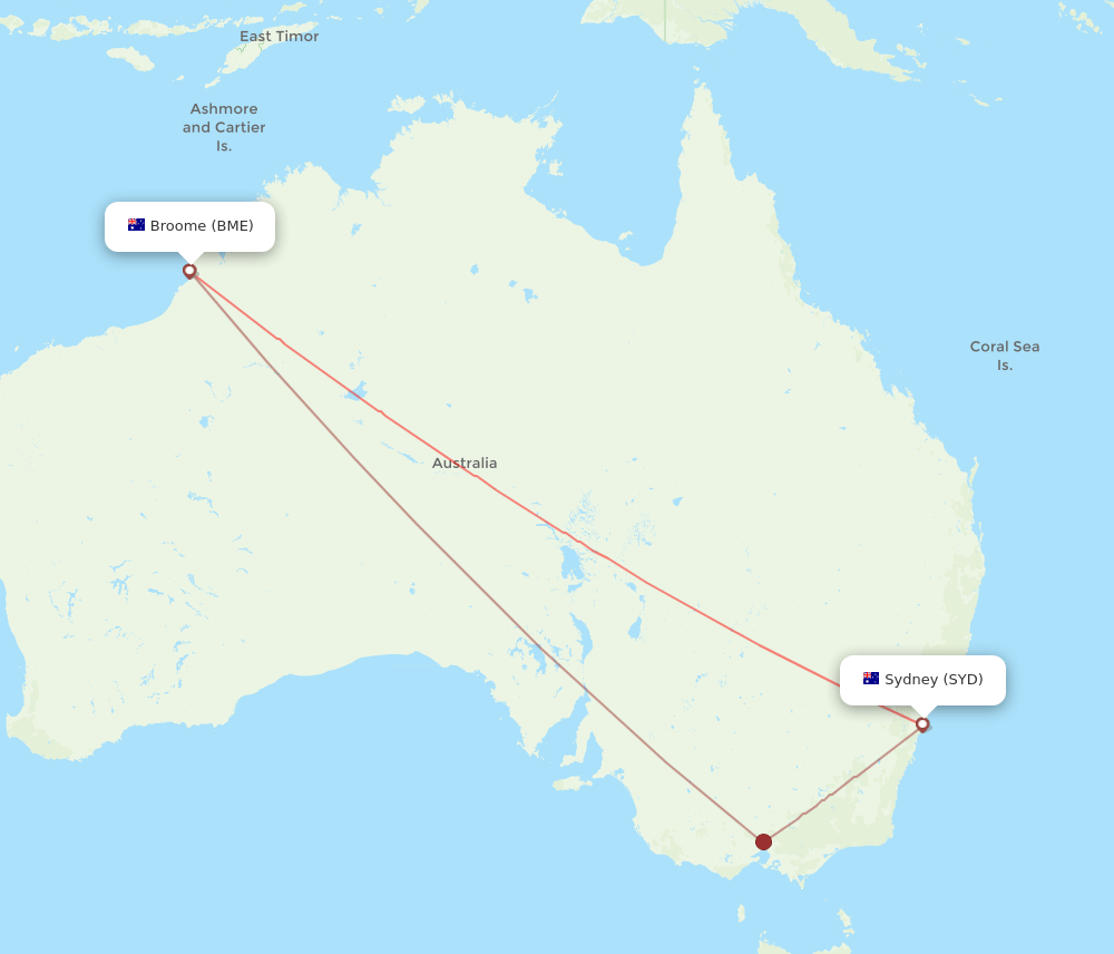 SYD-BME flight routes