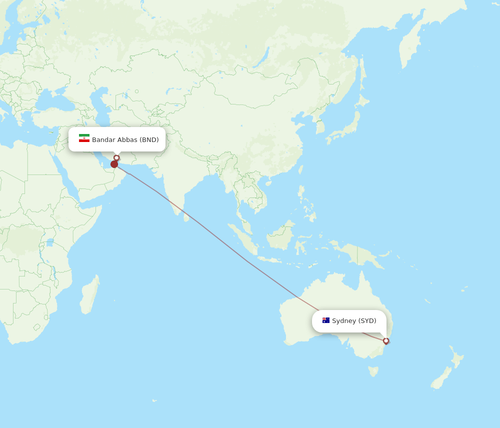 SYD-BND flight routes