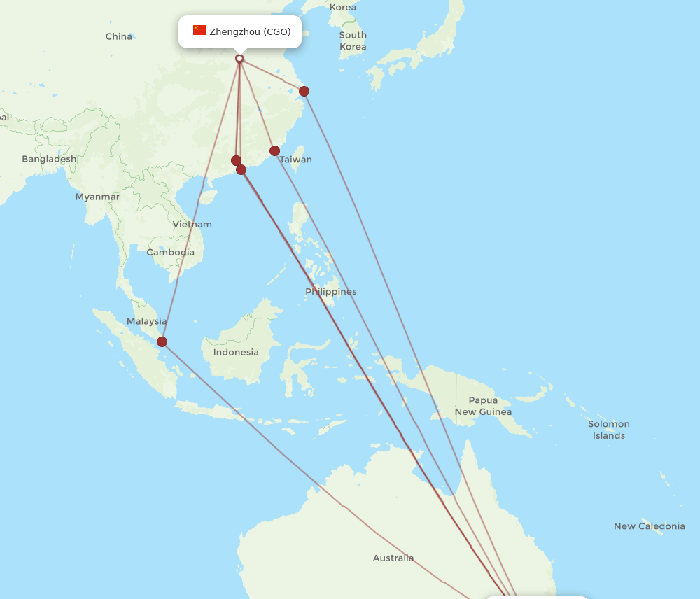 SYD-CGO flight routes