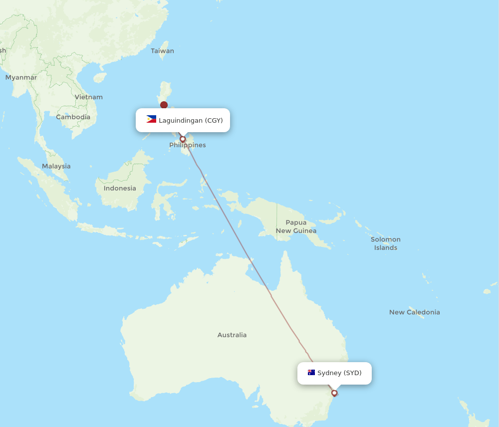 SYD-CGY flight routes