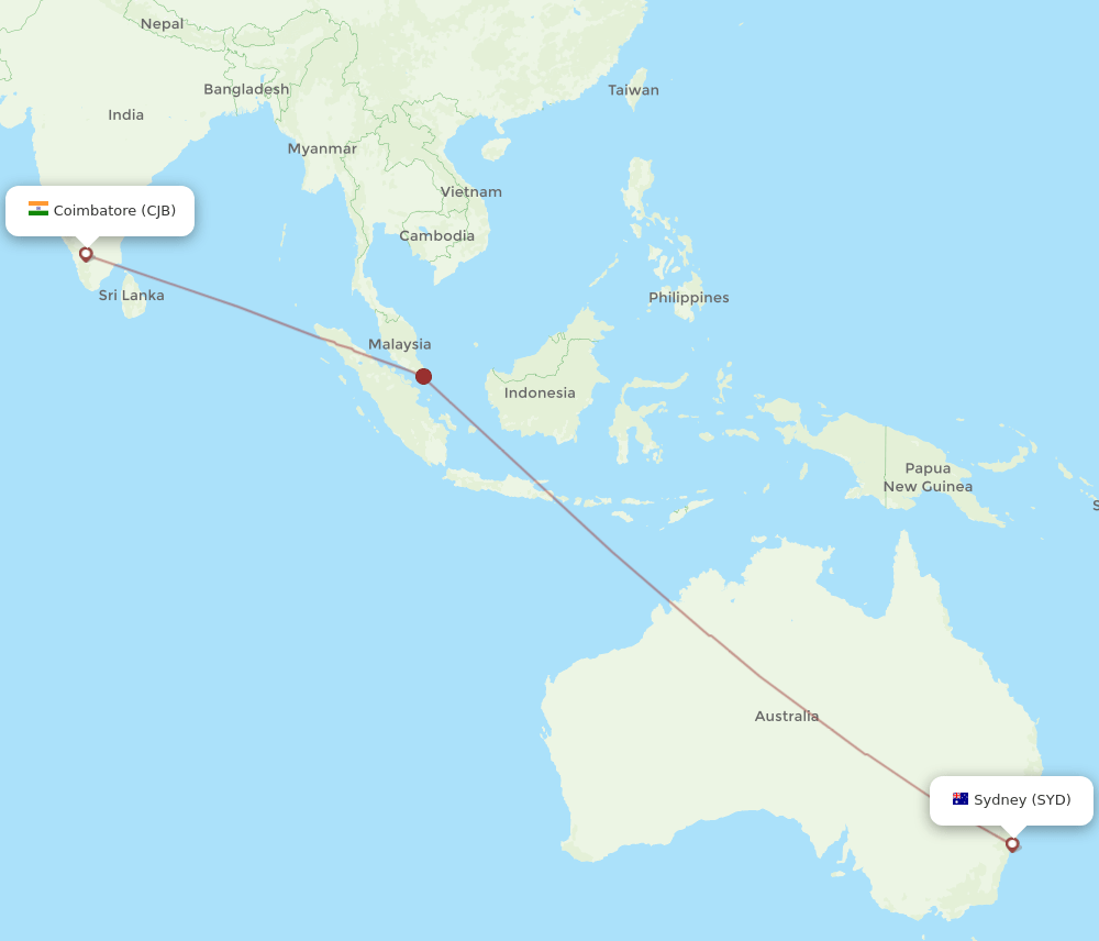 SYD-CJB flight routes