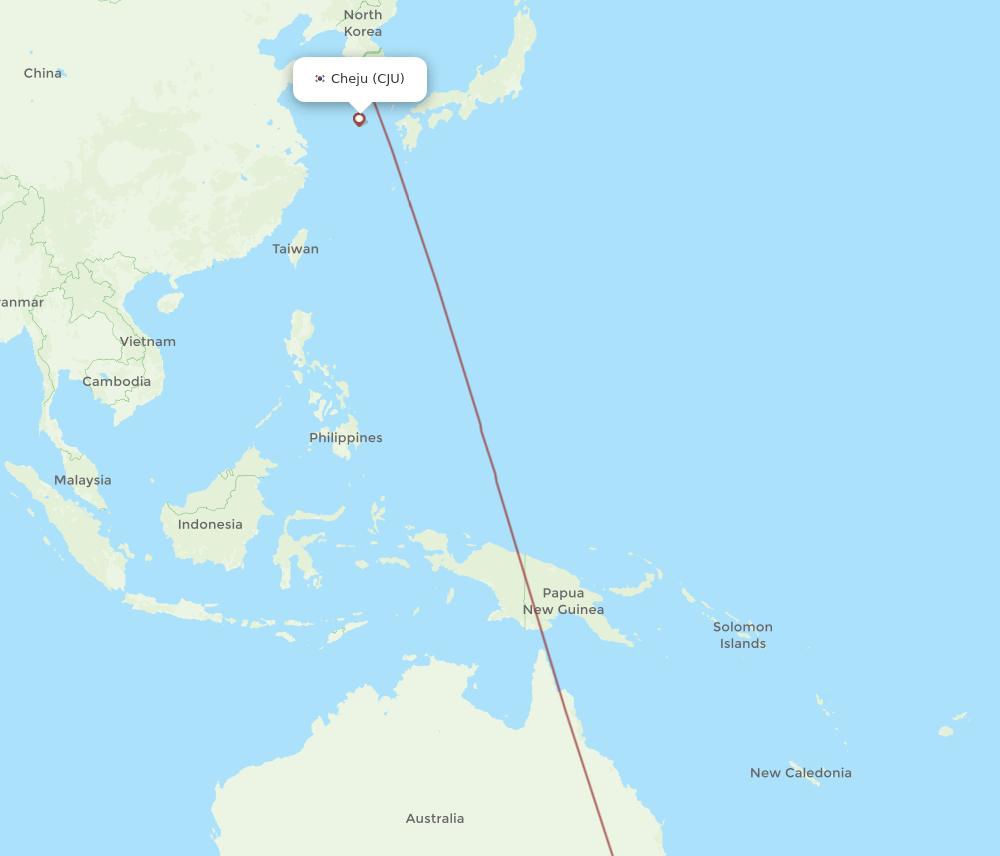 SYD to CJU flights and routes map