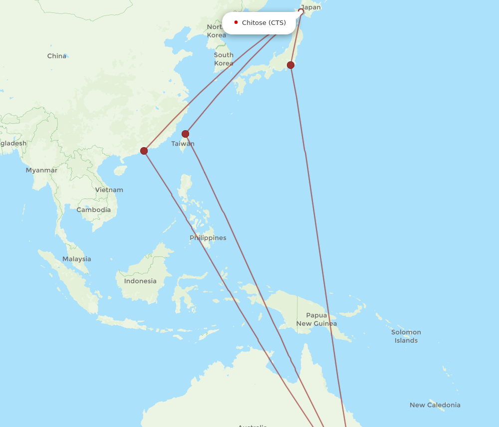 SYD to CTS flights and routes map