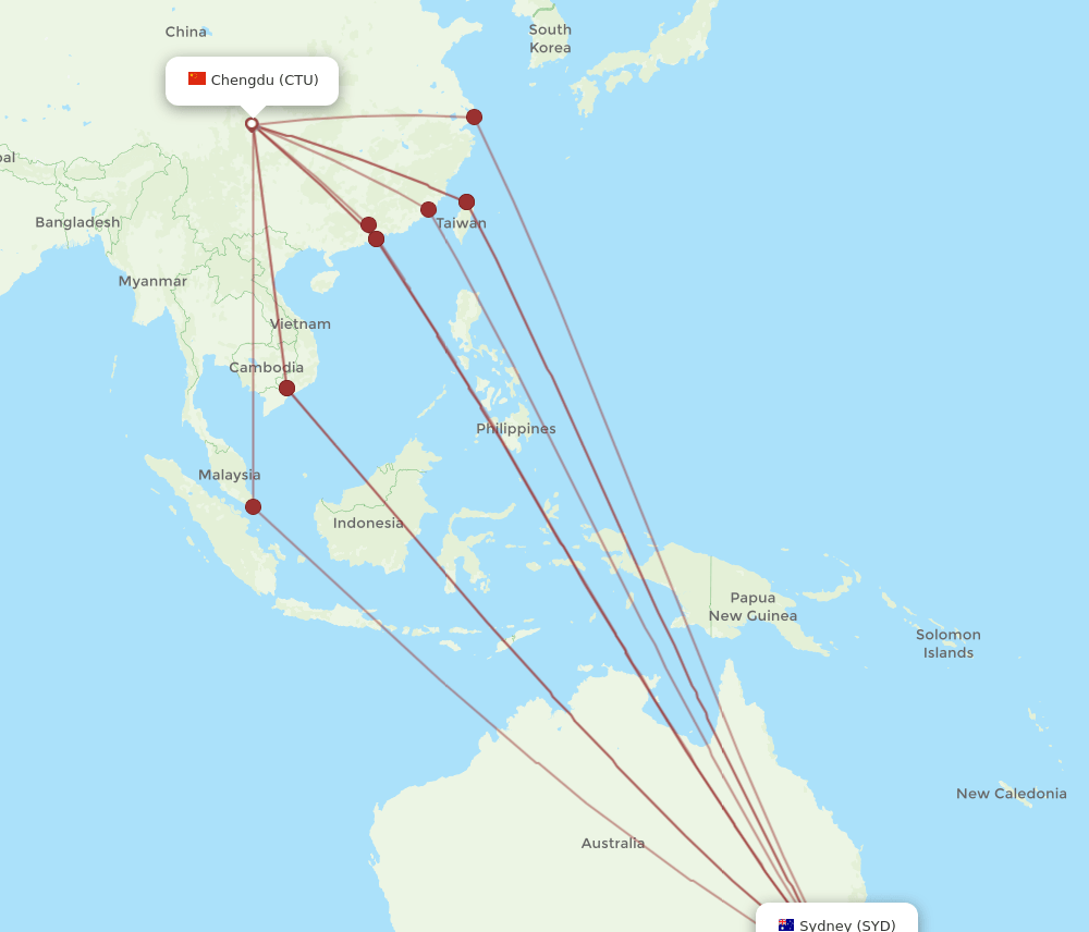 SYD-CTU flight routes