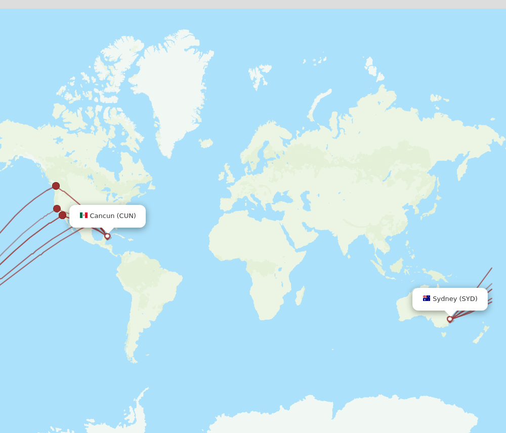 SYD-CUN flight routes
