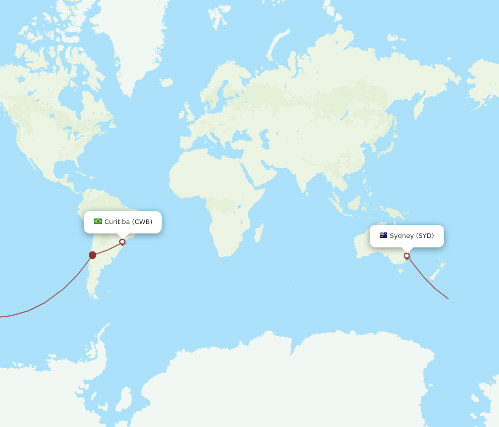 CWB to SYD flights and routes map